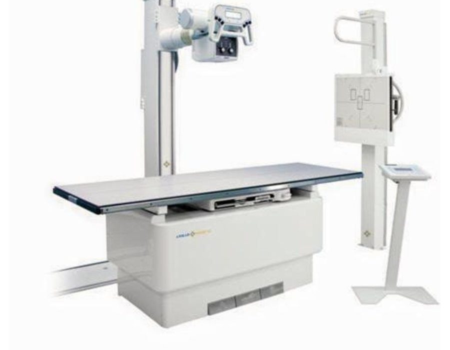 Digital X-ray system with radiography table and wall stand