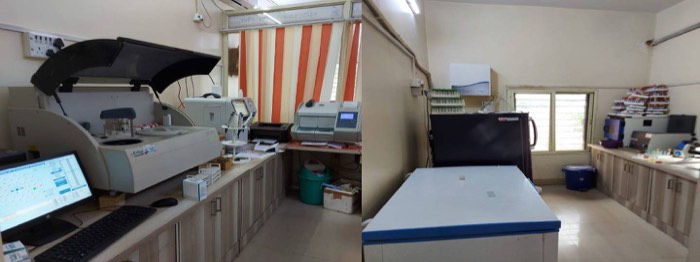 Automated biochemistry analyser with computer, and the sample storage room